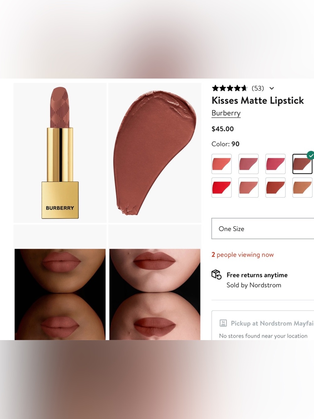 NIB Burberry Kisses Matte Lipstick — Matte Cinnamon(90)